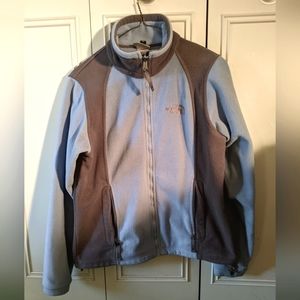 Women's GUC North face Fleece shell jacket in light blue and grey, size small